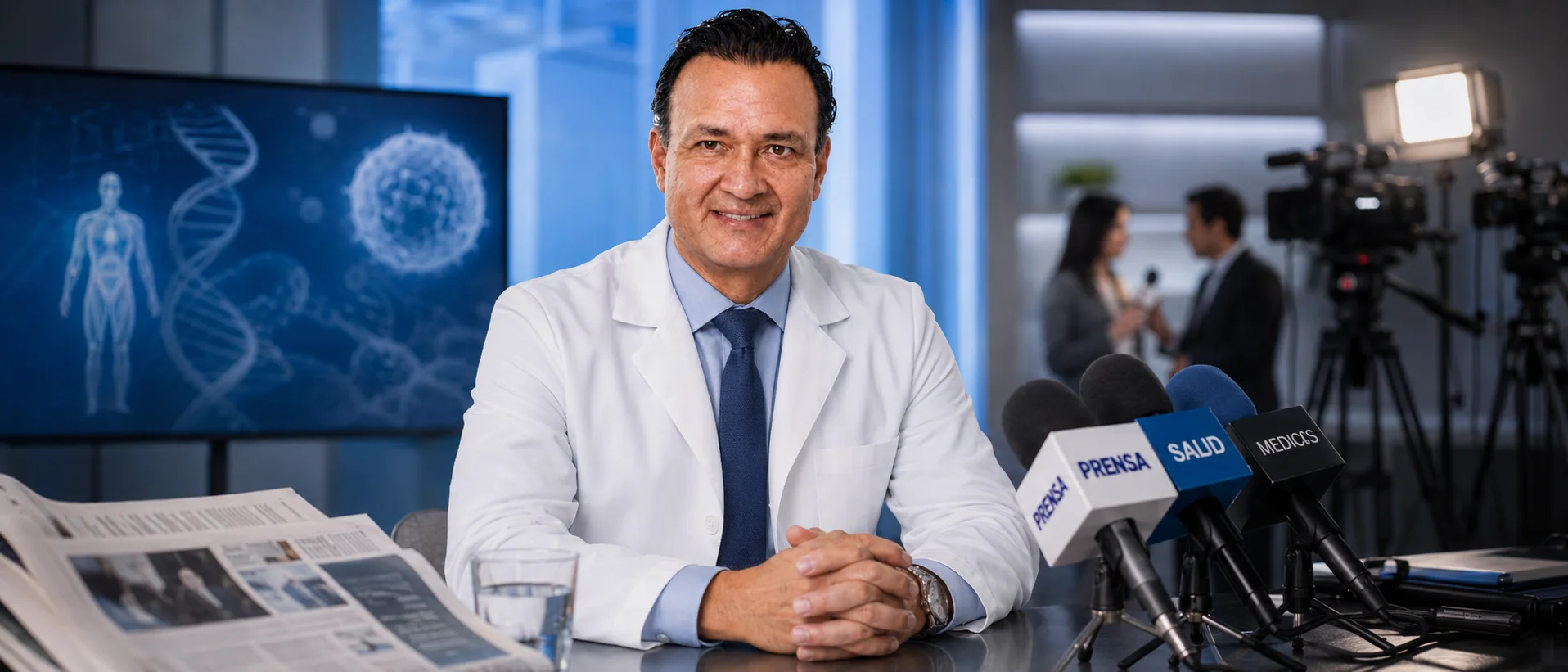 Dr. Mauricio León Rivera en una entrevista para medios