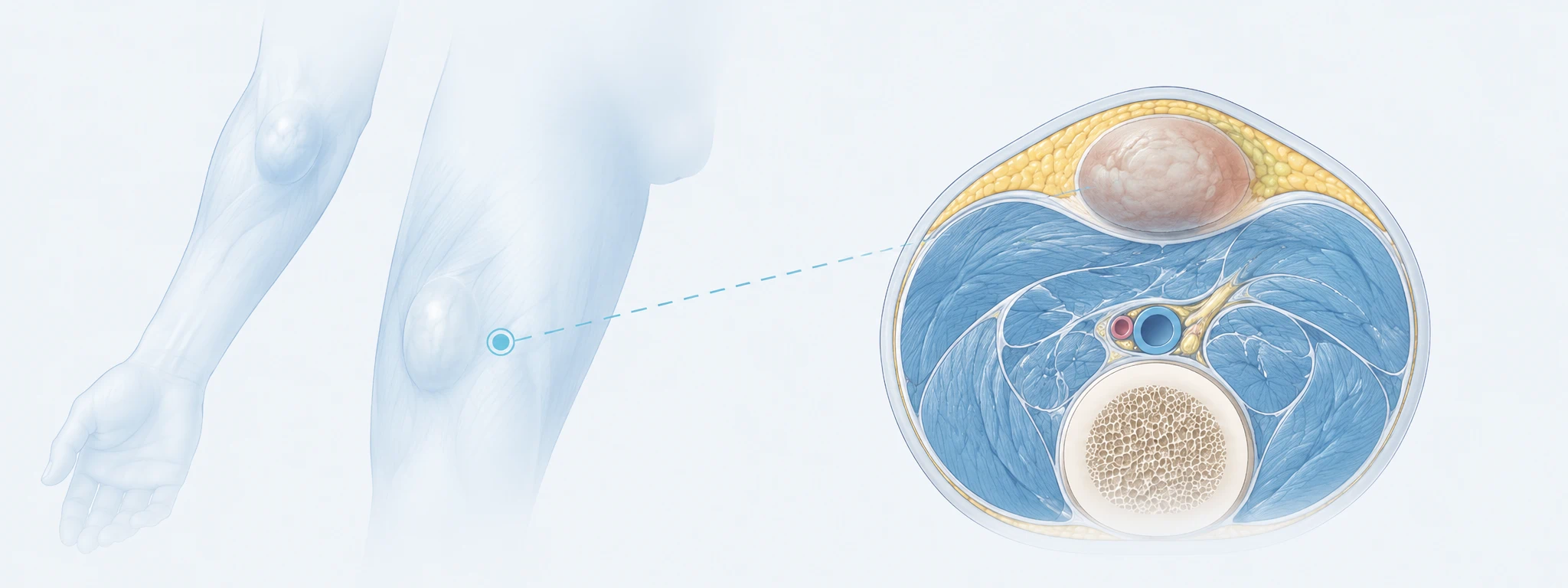 Señal de alerta de sarcoma: un bulto profundo que aumenta progresivamente de tamaño en una extremidad